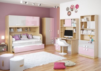 Детская комната Грэйси (Розовый/Серый/корпус Клен) в Раздолинске - razdolinsk.mebel54.com | фото