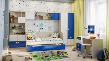 Детская комната Скай Люкс (Синий/Белый/корпус Клен) в Раздолинске - razdolinsk.mebel54.com | фото