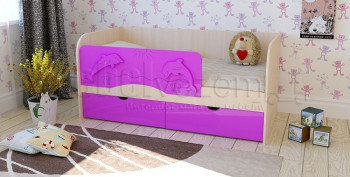 Друзья Кровать детская 2 ящика 1.6 Фиолетовый глянец в Раздолинске - razdolinsk.mebel54.com | фото