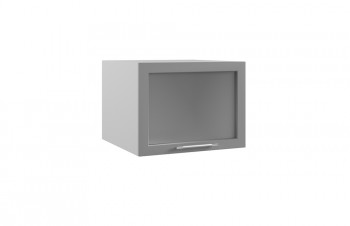Гарда ГВПГС 600 шкаф верхний горизонтальный глубокий со стеклом высокий (Белый Эмалит/корпус Серый) в Раздолинске - razdolinsk.mebel54.com | фото