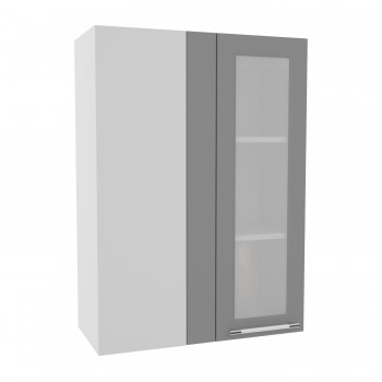 Гарда ВПУС 650 шкаф верхний угловой со стеклом высокий (Белый Эмалит/корпус Серый) в Раздолинске - razdolinsk.mebel54.com | фото