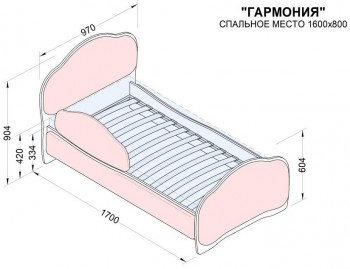 Кровать 160 Гармония 33 Сиреневый (мягкий бортик) в Раздолинске - razdolinsk.mebel54.com | фото