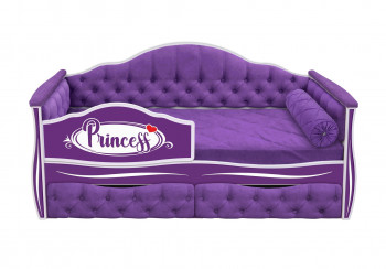 Кровать 160 серии Иллюзия 2 ящика 32 Фиолетовый (мягкие боковые накладки/подушка валик) в Раздолинске - razdolinsk.mebel54.com | фото