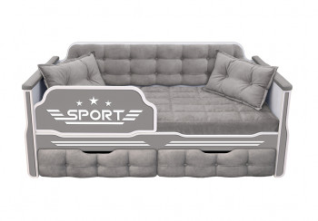 Кровать 160 серии Спорт 2 ящика 45 Серый (подушки) в Раздолинске - razdolinsk.mebel54.com | фото