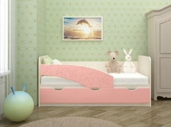 Кровать Бабочки 1,6м (Розовый металлик) в Раздолинске - razdolinsk.mebel54.com | фото