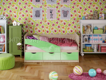 Кровать Бабочки 1,6м (Салатовый металлик) в Раздолинске - razdolinsk.mebel54.com | фото