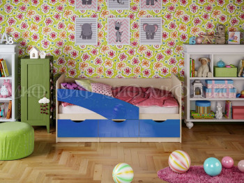 Кровать Бабочки 1,6м (Синий металлик) в Раздолинске - razdolinsk.mebel54.com | фото