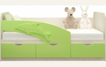 Кровать детская 1,6м Дельфин (Салатовый металлик) в Раздолинске - razdolinsk.mebel54.com | фото