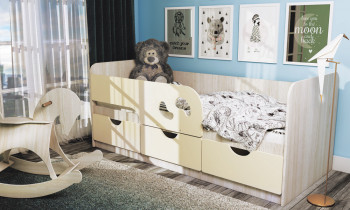 Кровать детская Минима Лего 1,6м (дуб атланта/крем) в Раздолинске - razdolinsk.mebel54.com | фото