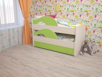 Кровать детская Радуга 1600 Млечный дуб/Салатовый в Раздолинске - razdolinsk.mebel54.com | фото
