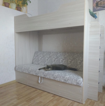 Кровать двухъярусная с диваном (Беленый дуб) в Раздолинске - razdolinsk.mebel54.com | фото
