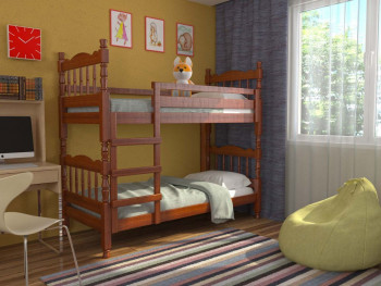 Кровать двухъярусная Соня из массива сосны 800*1890 Орех в Раздолинске - razdolinsk.mebel54.com | фото