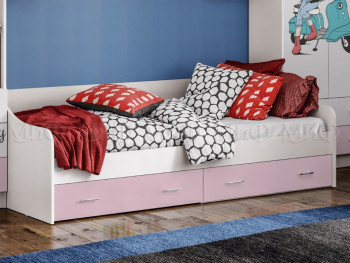 Кровать Fashion-1 Вега 0,9 м (Белый/Розовый) в Раздолинске - razdolinsk.mebel54.com | фото