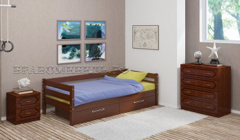 Кровать одинарная ГЛОРИЯ из массива сосны  900*2000 (Орех) в Раздолинске - razdolinsk.mebel54.com | фото
