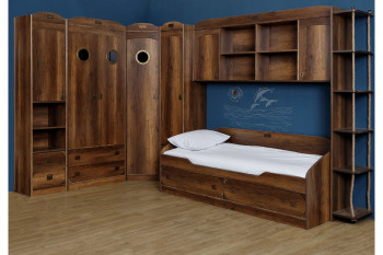 Кровать с 2-мя ящиками «Навигатор» (Дуб Каньон) в Раздолинске - razdolinsk.mebel54.com | фото