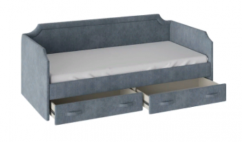 Кровать с мягкой обивкой и ящиками «Кантри» Тип 1 (900) (Замша синяя) в Раздолинске - razdolinsk.mebel54.com | фото