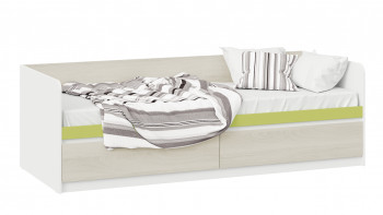Кровать «Сканди» с 2 ящиками Дуб Гарден/Белый/Зеленый в Раздолинске - razdolinsk.mebel54.com | фото