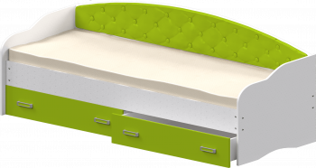 Кровать Софа-7 с мягкой спинкой (800х1900) Белый/Лайм в Раздолинске - razdolinsk.mebel54.com | фото