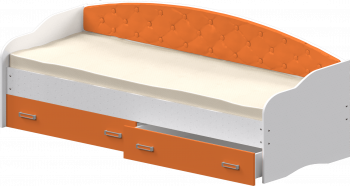 Кровать Софа-7 с мягкой спинкой (800х1900) Белый/Оранжевый в Раздолинске - razdolinsk.mebel54.com | фото