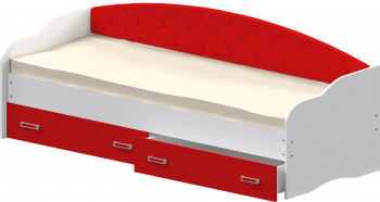 Кровать Софа-8 с мягкой спинкой (900х1900) Белый/Красный в Раздолинске - razdolinsk.mebel54.com | фото