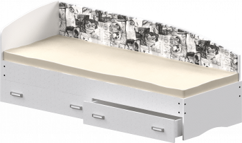 Кровать Софа-9 с мягкой спинкой с рисунком Милана (900х1900) Белый в Раздолинске - razdolinsk.mebel54.com | фото