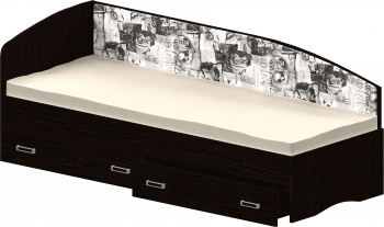 Кровать Софа-9 с мягкой спинкой с рисунком Милана (900х1900) Венге в Раздолинске - razdolinsk.mebel54.com | фото