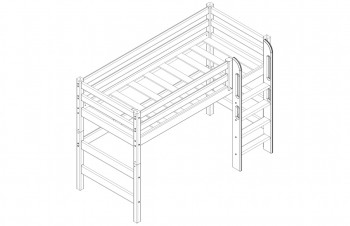 Кровать Соня вариант 5 полувысокая с прямой лестницей белый полупрозрачный в Раздолинске - razdolinsk.mebel54.com | фото
