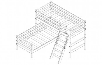 Кровать Соня вариант 8 угловая с наклонной лестницей Белый полупрозрачный в Раздолинске - razdolinsk.mebel54.com | фото