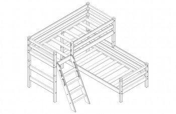 Кровать Соня вариант 8 угловая с наклонной лестницей Лаванда в Раздолинске - razdolinsk.mebel54.com | фото