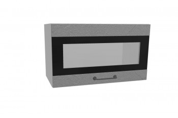 Лофт ПГСФ 600 шкаф верхний горизонтальный со стеклом и фотопечатью (Штукатурка серая/корпус Серый) в Раздолинске - razdolinsk.mebel54.com | фото