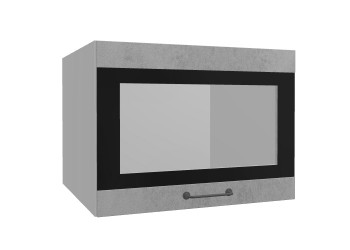 Лофт ВПГСФ 600 шкаф верхний горизонтальный со стеклом высокий с фотопечатью (Бетон светлый/корпус Серый) в Раздолинске - razdolinsk.mebel54.com | фото