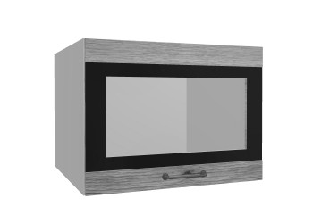 Лофт ВПГСФ 600 шкаф верхний горизонтальный со стеклом высокий с фотопечатью (Дуб майский/корпус Серый) в Раздолинске - razdolinsk.mebel54.com | фото