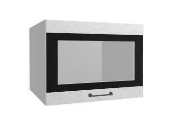 Лофт ВПГСФ 600 шкаф верхний горизонтальный со стеклом высокий с фотопечатью (Штукатурка белая/корпус Серый) в Раздолинске - razdolinsk.mebel54.com | фото
