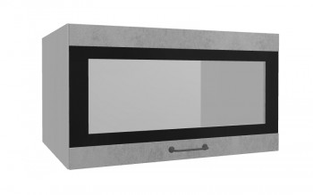 Лофт ВПГСФ 800 шкаф верхний горизонтальный со стеклом высокий с фотопечатью (Бетон светлый/корпус Серый) в Раздолинске - razdolinsk.mebel54.com | фото