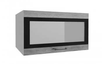 Лофт ВПГСФ 800 шкаф верхний горизонтальный со стеклом высокий с фотопечатью (Дуб майский/корпус Серый) в Раздолинске - razdolinsk.mebel54.com | фото