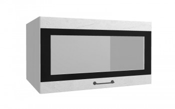 Лофт ВПГСФ 800 шкаф верхний горизонтальный со стеклом высокий с фотопечатью (Штукатурка белая/корпус Серый) в Раздолинске - razdolinsk.mebel54.com | фото
