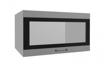 Лофт ВПГСФ 800 шкаф верхний горизонтальный со стеклом высокий с фотопечатью (Штукатурка серая/корпус Серый) в Раздолинске - razdolinsk.mebel54.com | фото