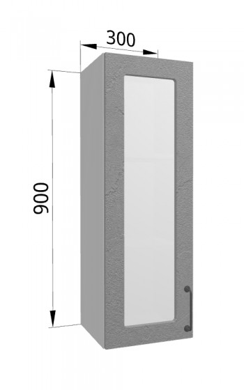 Лофт ВПС 300 шкаф верхний со стеклом высокий (Штукатурка серая/корпус Серый) в Раздолинске - razdolinsk.mebel54.com | фото