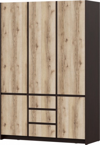 Модульная система "Прага" Шкаф для одежды трехстворчатый Дуб Венге/Дуб Делано в Раздолинске - razdolinsk.mebel54.com | фото