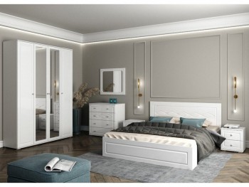 Модульная спальня Барселона (Белый/Белый глянец) в Раздолинске - razdolinsk.mebel54.com | фото