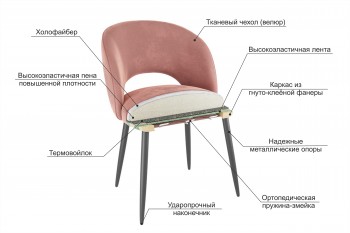 Набор стульев Моли 2 шт (роза велюр/черный) в Раздолинске - razdolinsk.mebel54.com | фото