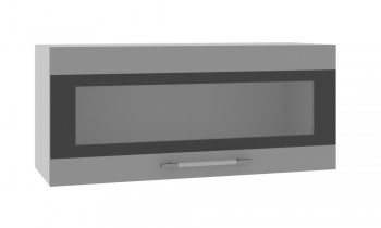 Норд ШВГС 800 Шкаф верхний горизонтальный со стеклом (Софт черный/корпус Белый) в Раздолинске - razdolinsk.mebel54.com | фото