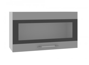 Олива ВПГСФ 800 Шкаф верхний горизонтальный со стеклом с фотопечатью высокий (Снег глянец/корпус Серый) в Раздолинске - razdolinsk.mebel54.com | фото