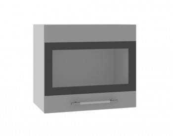 Ройс ВПГСФ 500 Шкаф верхний горизонтальный со стеклом с фотопечатью высокий (Белый софт/корпус Серый) в Раздолинске - razdolinsk.mebel54.com | фото