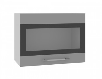 Ройс ВПГСФ 600 Шкаф верхний горизонтальный со стеклом с фотопечатью высокий (Белый софт/корпус Серый) в Раздолинске - razdolinsk.mebel54.com | фото