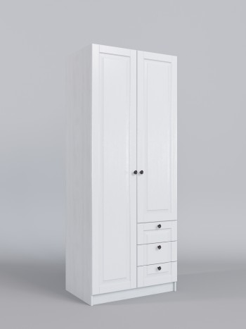 Шкаф 2-х створчатый с ящиками Классика (Белый/корпус Выбеленное дерево) в Раздолинске - razdolinsk.mebel54.com | фото