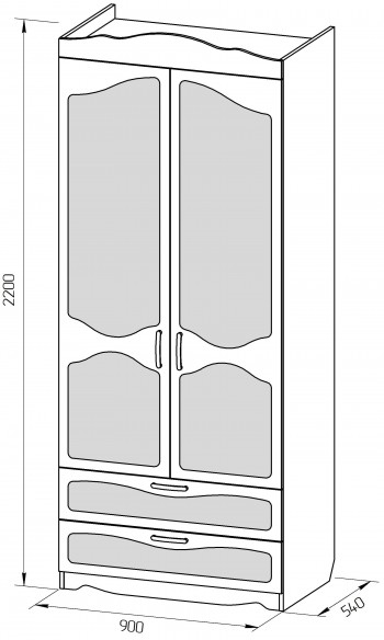 Шкаф 2-х створчатый с ящиками серии Иллюзия 99 Серый в Раздолинске - razdolinsk.mebel54.com | фото