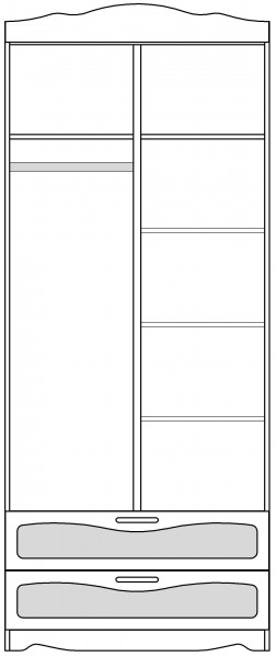 Шкаф 2-х створчатый с ящиками серии Иллюзия 99 Серый в Раздолинске - razdolinsk.mebel54.com | фото