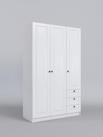 Шкаф 3-х створчатый с ящиками Классика (Белый/корпус Выбеленное дерево) в Раздолинске - razdolinsk.mebel54.com | фото