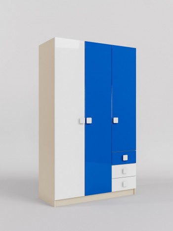 Шкаф 3-х створчатый с ящиками Скай люкс (Синий/Белый/корпус Клен) в Раздолинске - razdolinsk.mebel54.com | фото